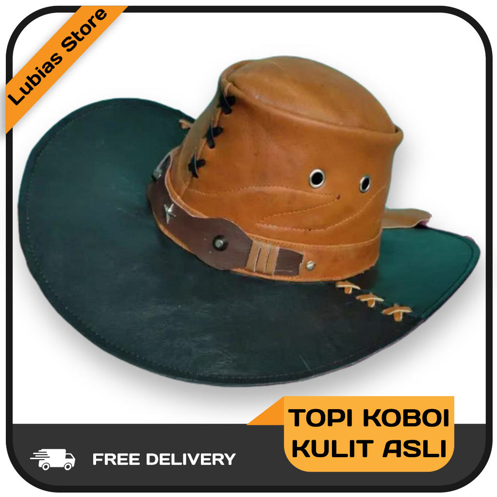 Topi Koboi Pria Topi Laken Kulit Asli Garut