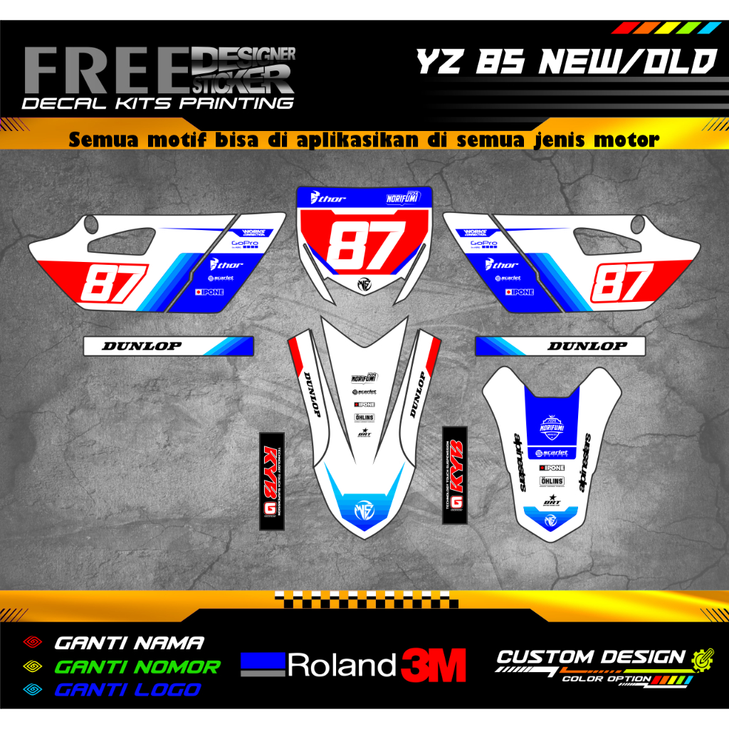 Decal Stiker Motor Yamaha YZ 85 NEW Custom WS046