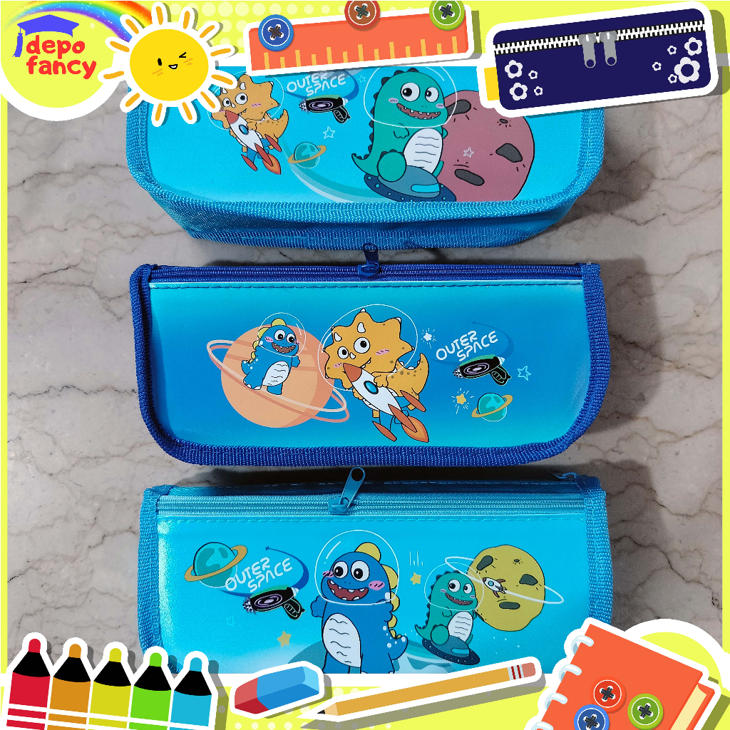 

Kotak Pensil Kain 2 Resleting 5279 Dino / Pencil Case / Boks Pensil / Box Pen / Tepak Pensil