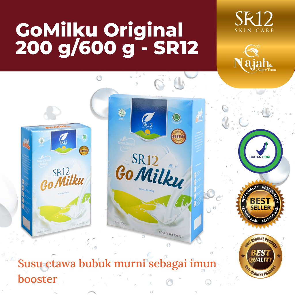 

GOMILKU ORIGINAL SR12 Susu Kambing Estawa Bubuk meningkatkan Kesehatan Imun Tubuh & Melancarkan Asi 200 g/600 g