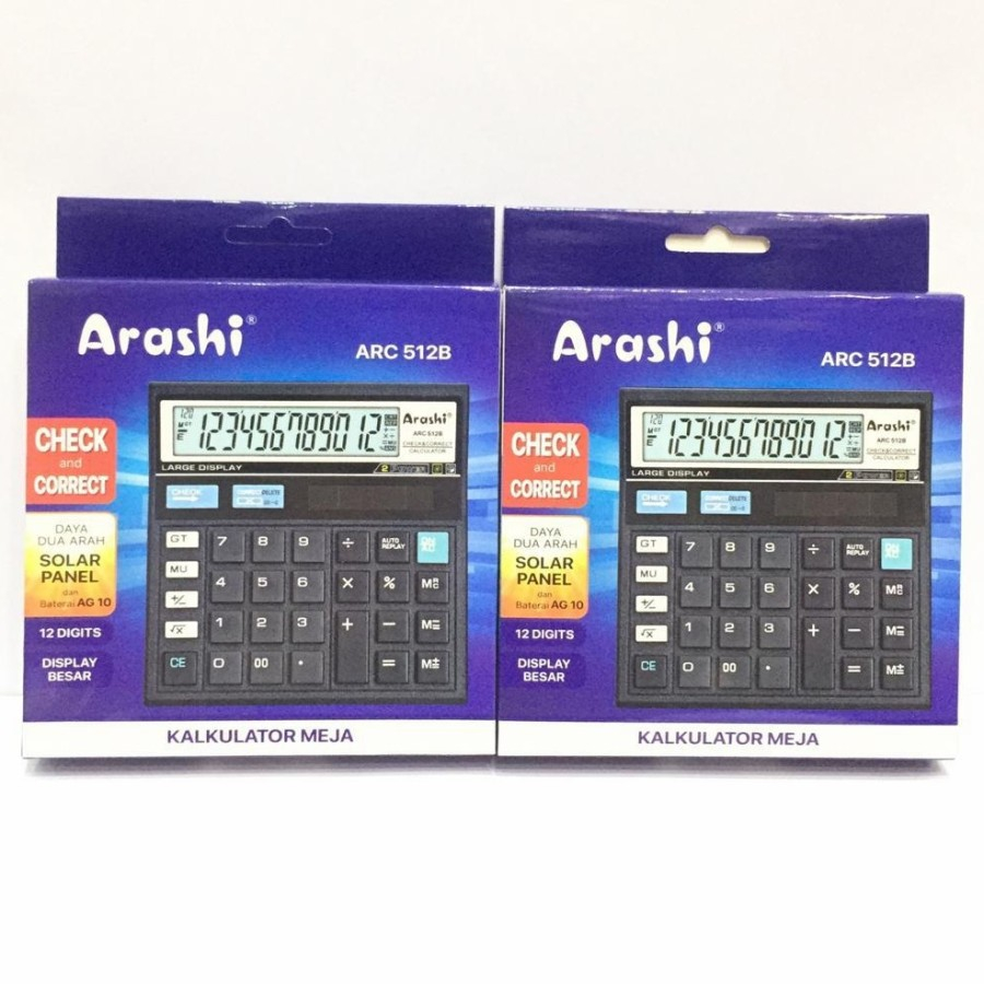 

Arashi Calculator ARC 868W kalkulator 12 Digit Layar Besar Solar Panel