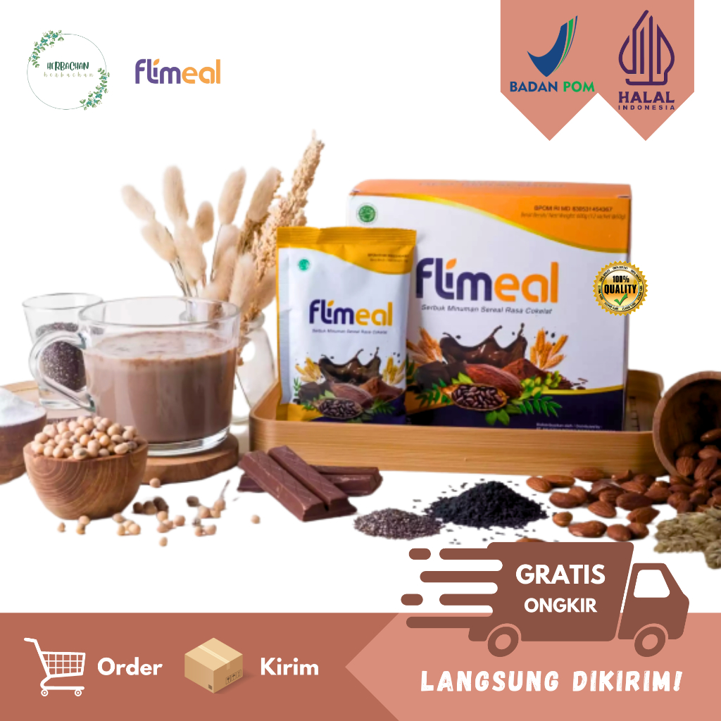 

Flimeal pengganti makan sarapan 4 sachet 200 gram cokelat susu vegan strawberry vanilla taro