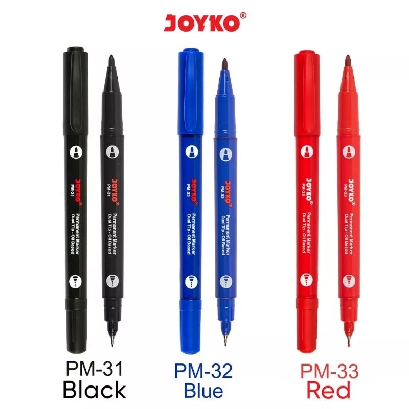 

ummababy.id Joyko Permanent Marker Spidol Permanen Dual Tip Hitam Merah Biru