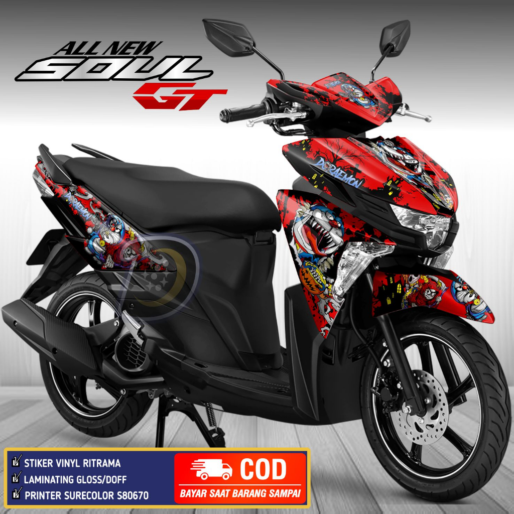 Decal Soul Gt 125 Striping Yamaha Soul Gt 125 Stiker Motor Soul Gt Doraemon Zombie