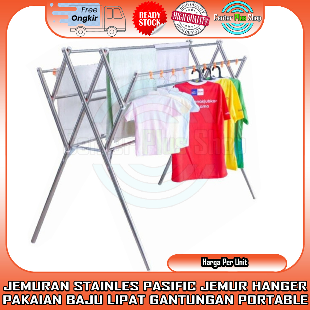 [Instan] JEMURAN BAJU LIPAT STAINLESS STEEL PASIFIC PAKAIAN PORTABLE JEMUR HANGER KUAT GANTUNGAN PAK