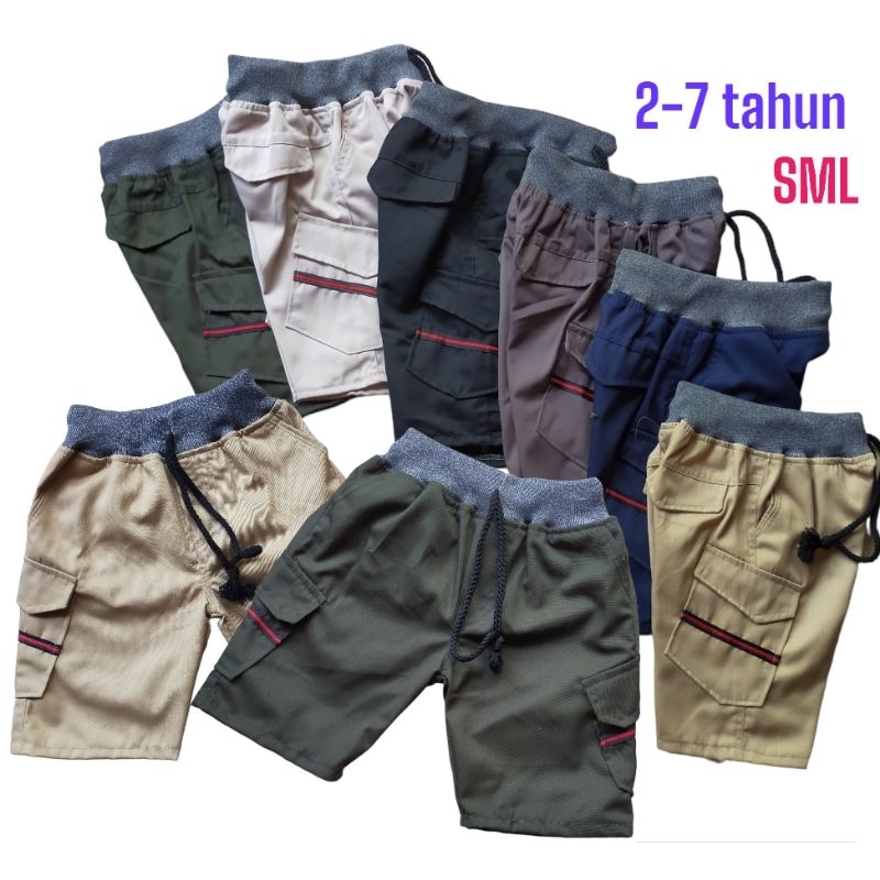 Celana Pendek Anak 2 3 4 5 6 7 tahun Kolor Rip Cargo Anak Laki Laki Saku Samping