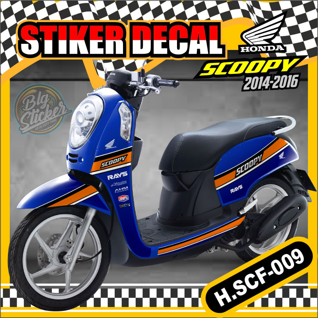 STIKER MOTOR HONDA SCOOPY FI 2014-2016 DECAL PRINT STRIPING FULL BODY BIRU
