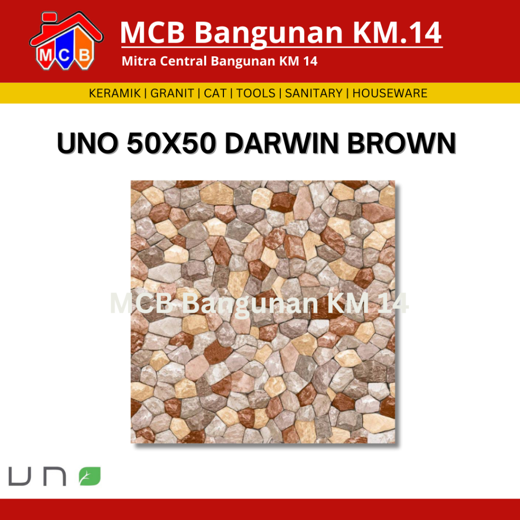 KERAMIK 50X50 UNO DARWIN BROWN - KERAMIK LANTAI - KERAMIK KASAR - KERAMIK UKURAN 50X50 - KERAMIK MOTIF BATU