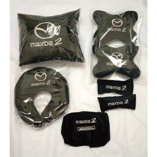 Mazda 2 aksesoris variasi interior bantal mobil headrest alas jok sandaran kepala carset custom 5 in