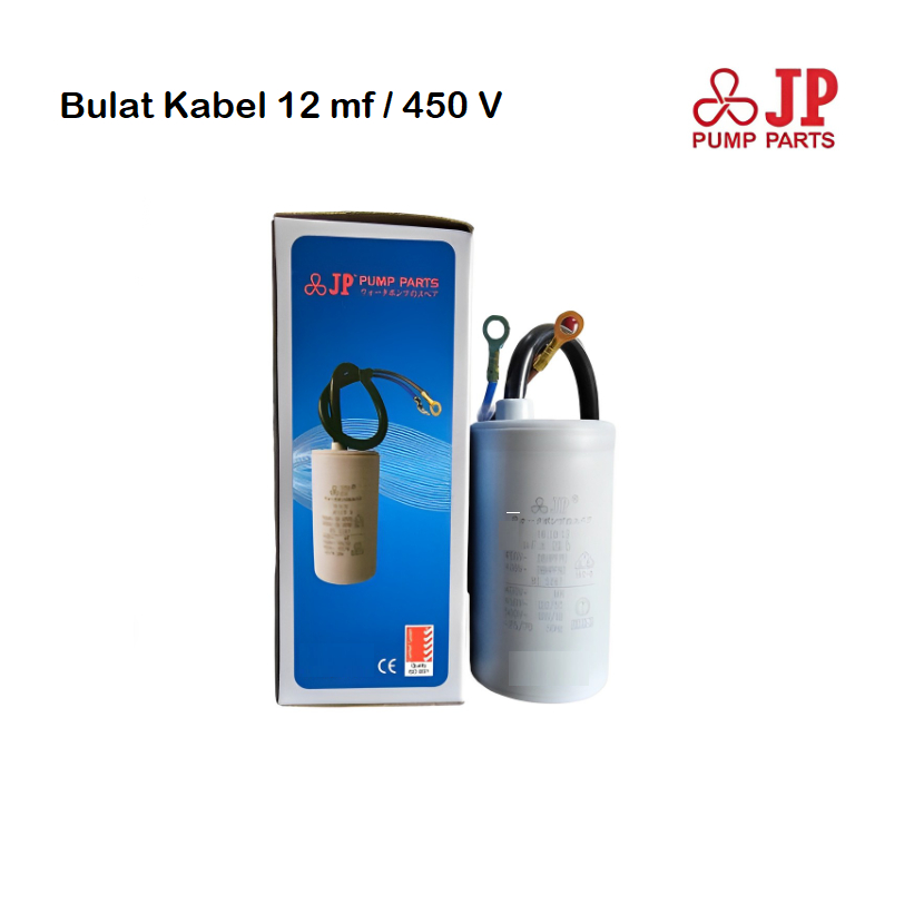 Kapasitor Bulat Kabel 12 mf / Capacitor Pompa Air 12 mf 450 Volt