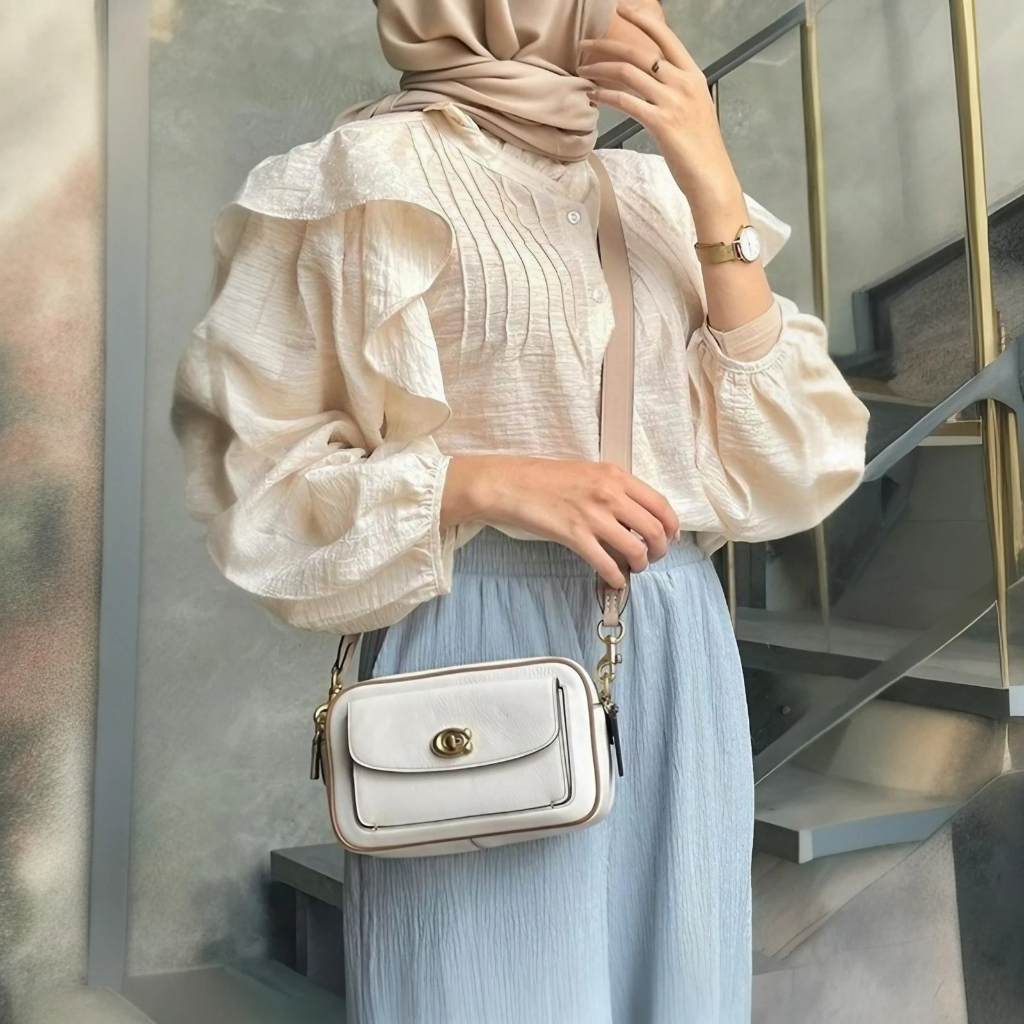 Blouse Wanita Atasan Wanita Korean Style Baju Kemeja Wanita Lengan Panjang Pinkparadise