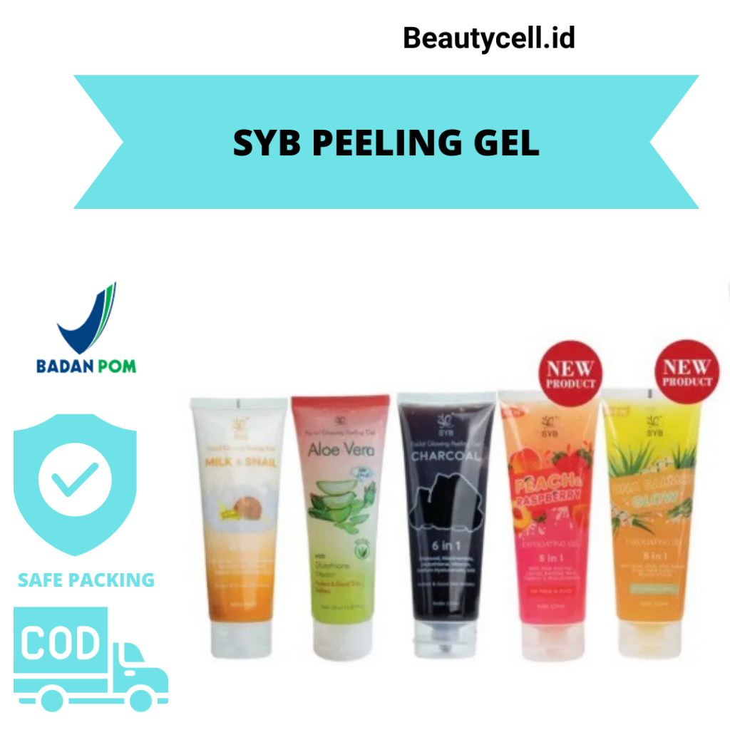 TERMURAH‼️SYB PEELING GEL ALOE VERA CHARCOAL MILK N SNAIL FACIAL GLOWING GLOW PEELING GEL MUKA SYB S