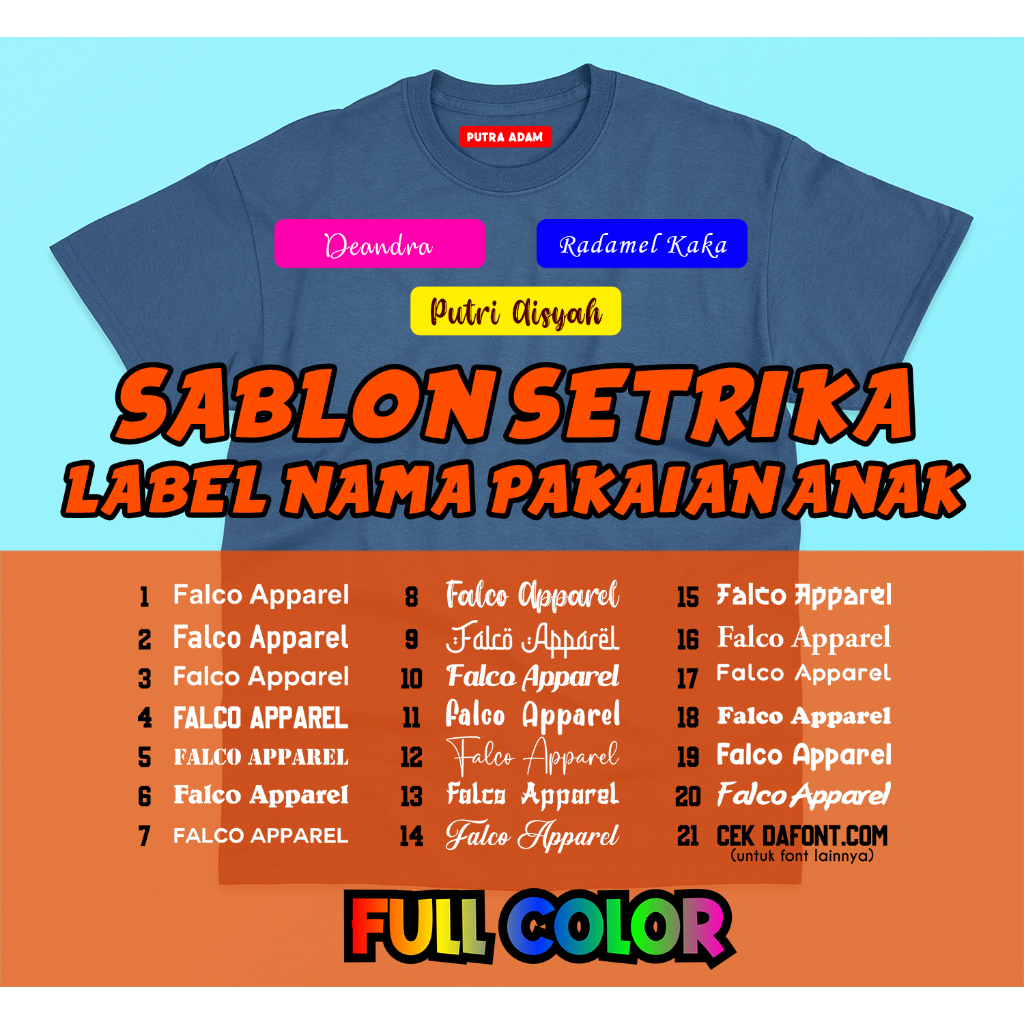 Stiker Sablon Setrika Label Baju Anak DTF