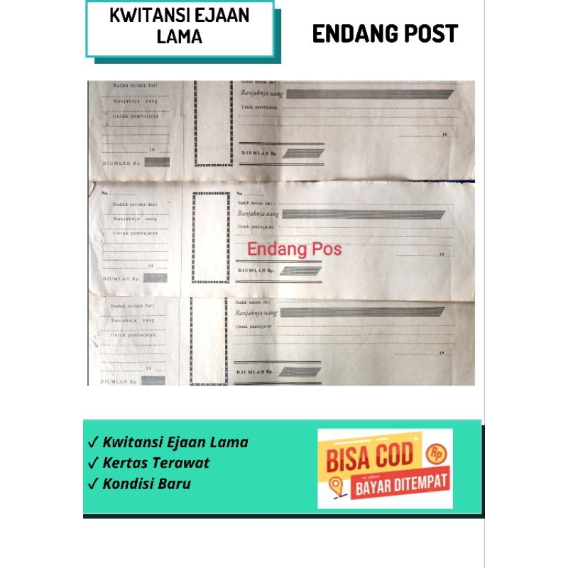 

Kwitansi Ejaan Lama Tahun 1900-1972