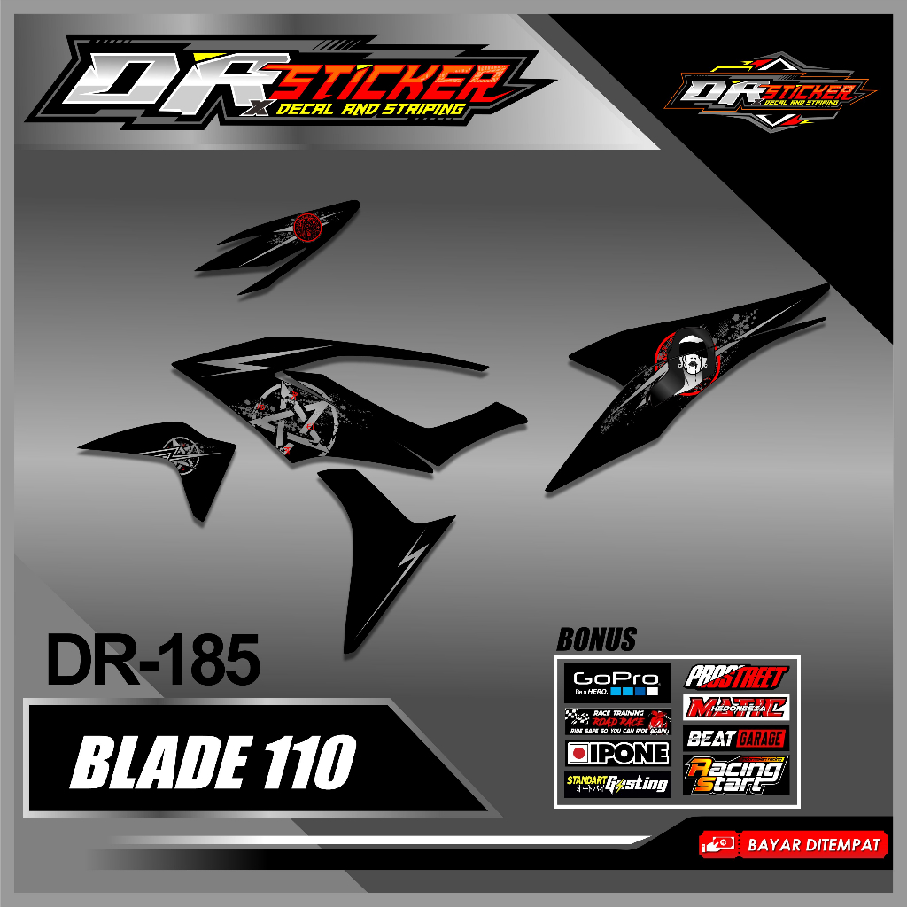 (DR-185) Striping Transparan Blade 110 - Sticker Striping List Variasi Motor Blade 110 SemiFull Moti