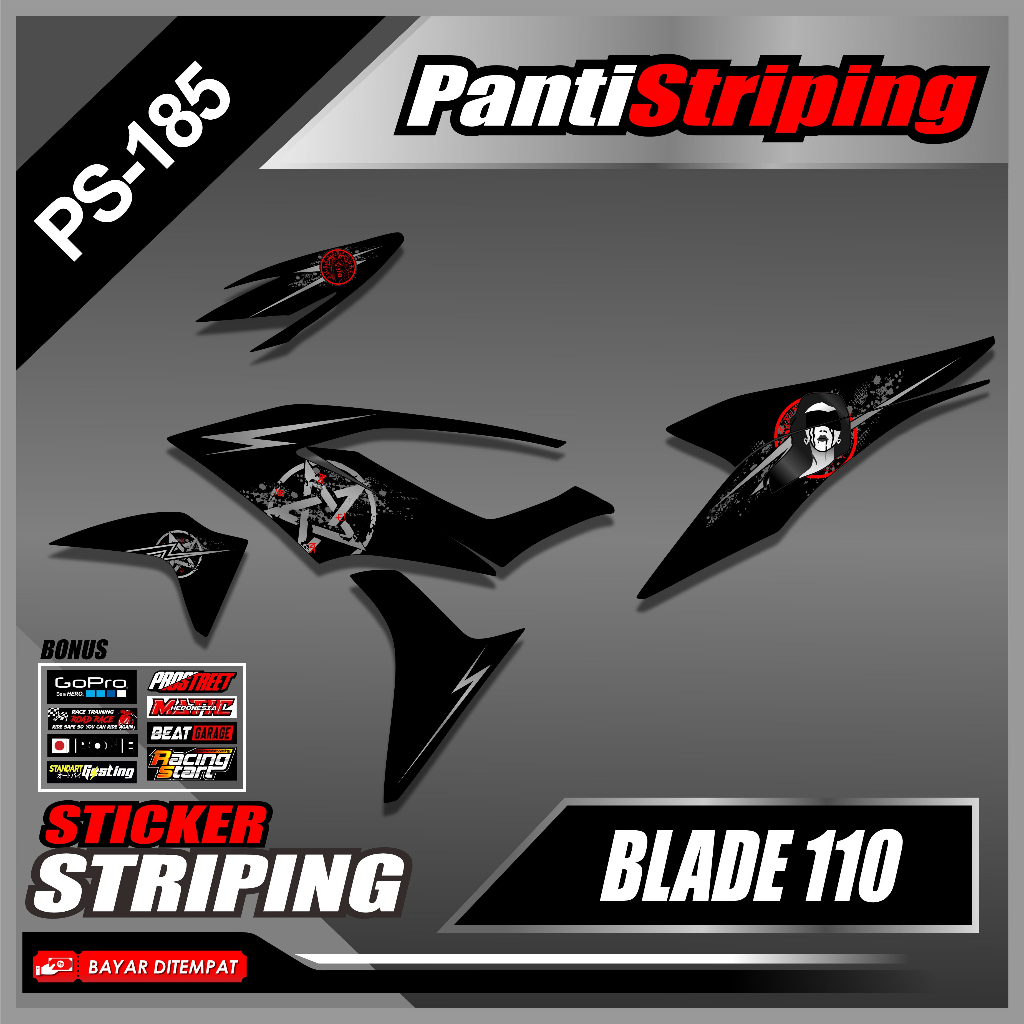 (PS-185) Sticker Striping Transparan Blade 110 - Striping List Variasi Motor Blade 110 SemiFull Moti