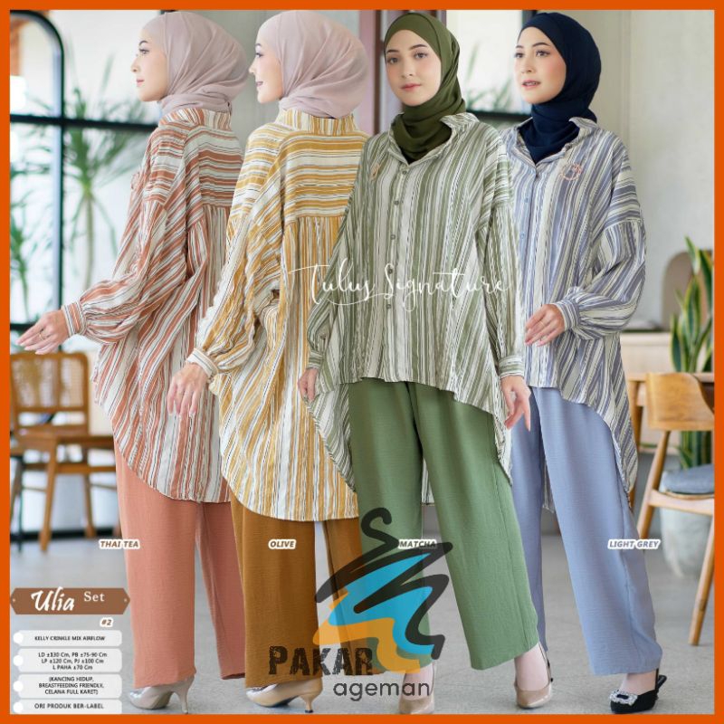 ULIA SET TULUS SIGNATURE Crincle Setelan Wanita Kekinian One Set Jumbo LD 130
