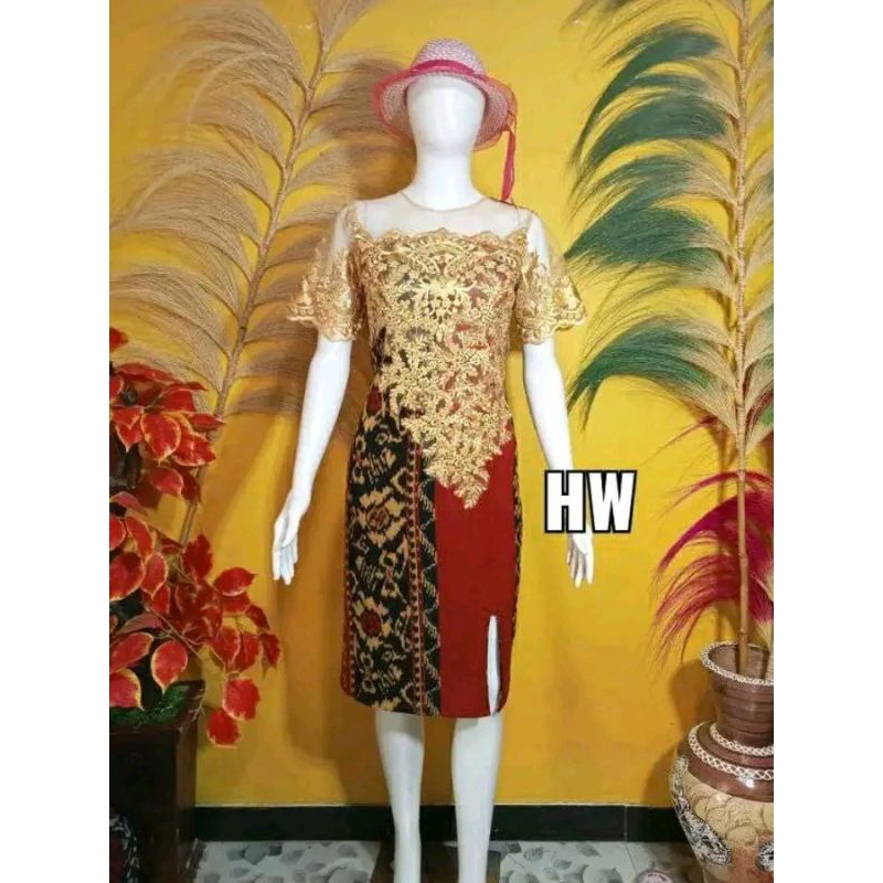 DRESS TENUN MIK BROKAT KUNING