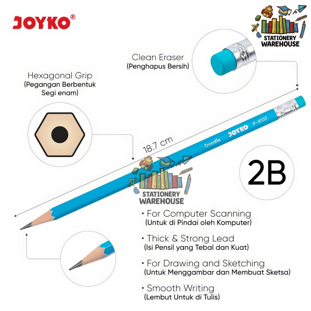 

Ay00! Pencil Pensil Joyko P-8131 2B 1 Drum 36 Pcs Doodle