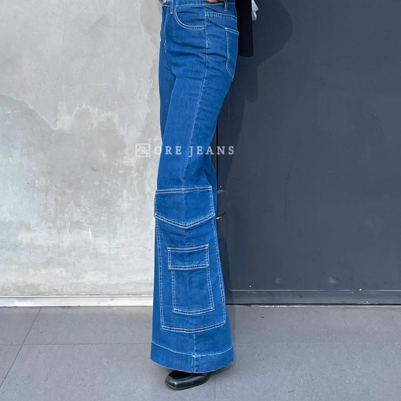 ORE - K22 Size 27-34 - Kulot Highwaist Jeans Wanita Premium - Celana Loose Cargo Denim Kekinian