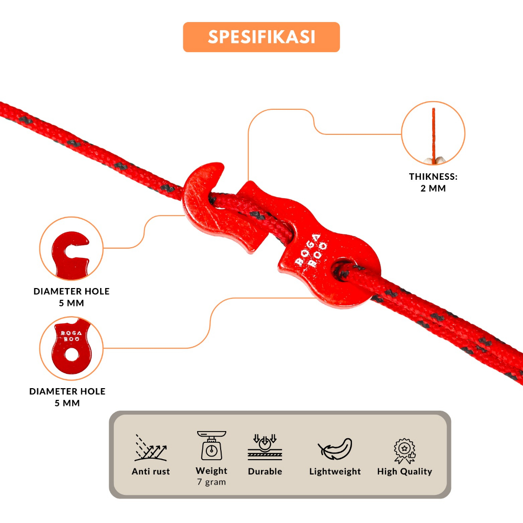Guyline tenda BOGABOO  - stoper tenda bogaboo -  guyline tenda - stopper tenda - stopper guyline tal
