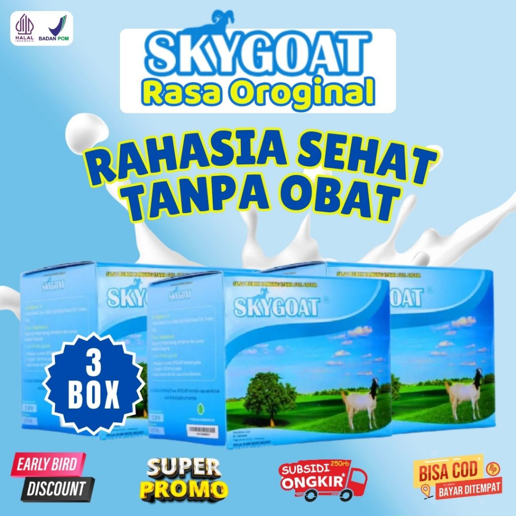 

( BISA COD )3 BOX Skygoat Susu Kambing Etawa Original Dengan Bubuk Krim | Susu Kambing Murni Skygoat
