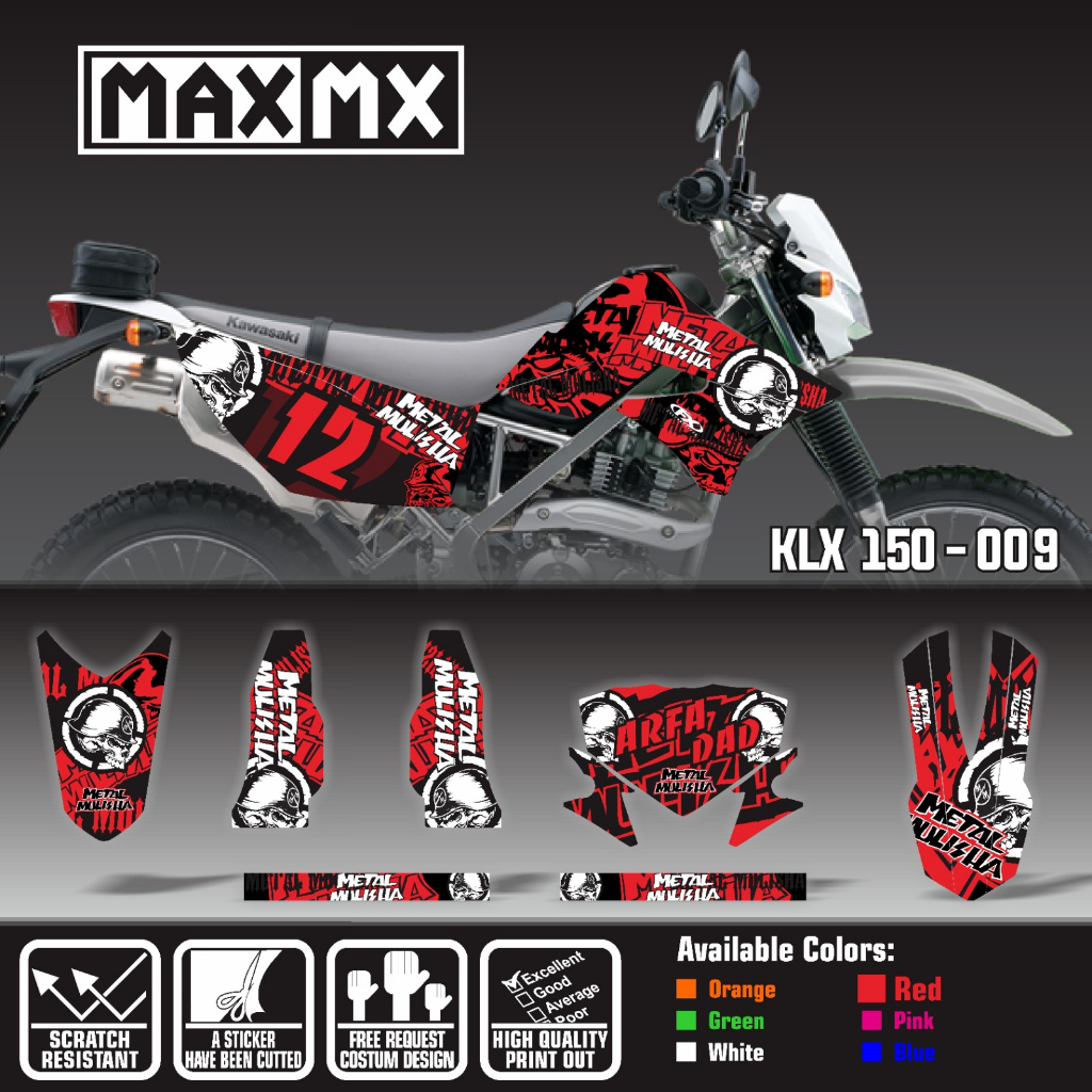 decal stiker keren full body klx 150 old tengkorak merah