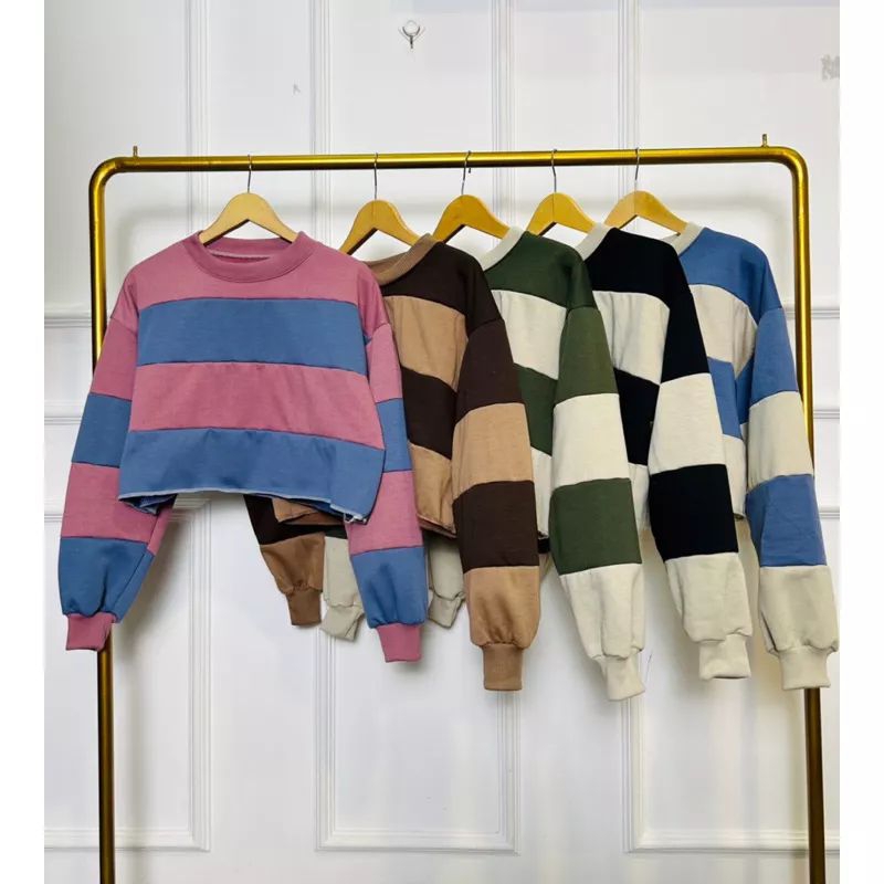 sweater crop strip oversize twocolour