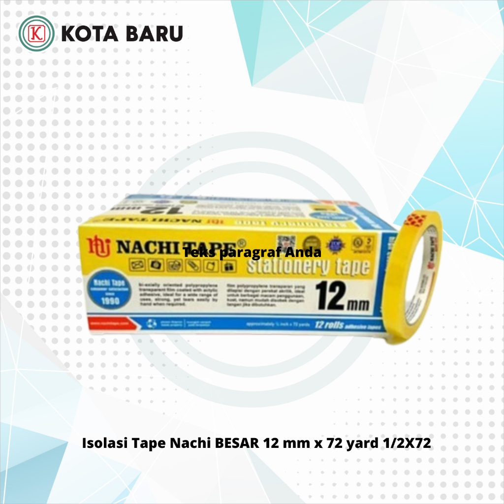 

Isolasi Tape Nachi BESAR 12 mm x 72 yard 1/2X72