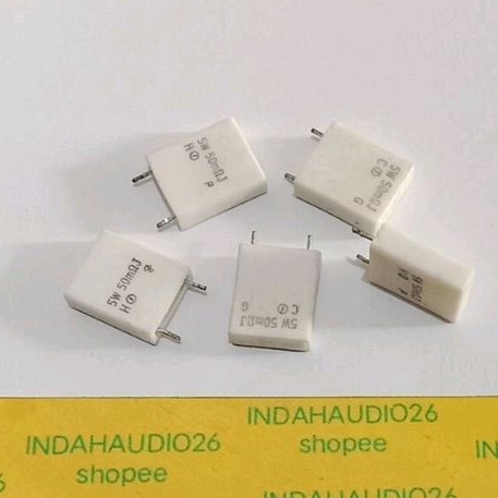resistor 0R05  5w gepeng 0.05 ohm 5 w  kapur 5 watt nobel 50 mili ohm non induktif inductive 50m ohm