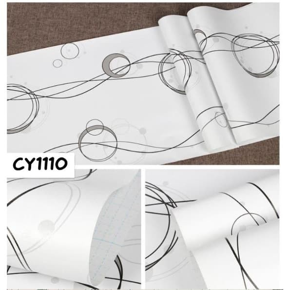 CY1110 WHITE BUBBLE LINE 10 m X 45 cm Wallpaper Stiker Dinding