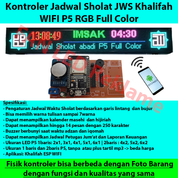 Kontroler JWS Jadwal Sholat WIFI P5 RGB