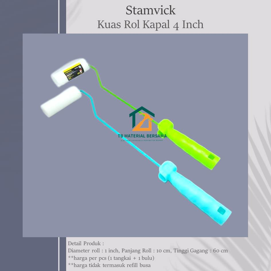 Stamvick Kuas Rol Kapal Busa 4 Inch / Kuas Busa / Kuas Rol Kecil / Kuas Rol Panjang / Kuas Rol Plapo