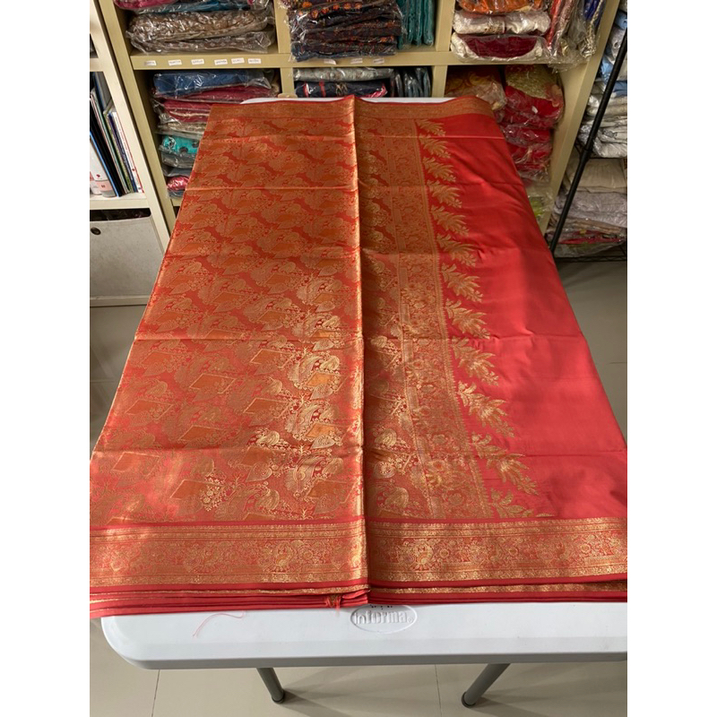 Alain Saree India Panjang 6,2 Meter Sulam Timbul Merah Muda / Kain Sari India Cantik
