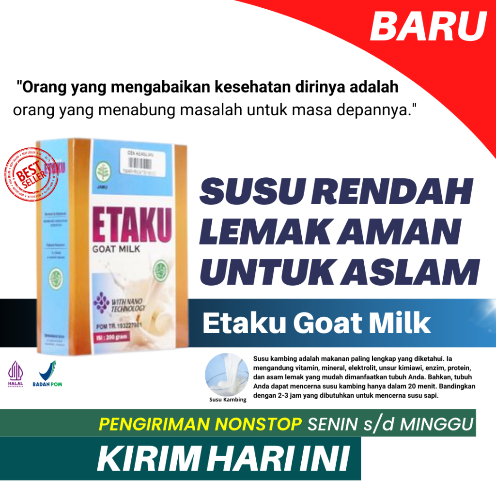 

Susu Rendah Lemak Untuk Penderita Asam Lambung Rendah Gula Etaku Goat Milk Asli BPOM