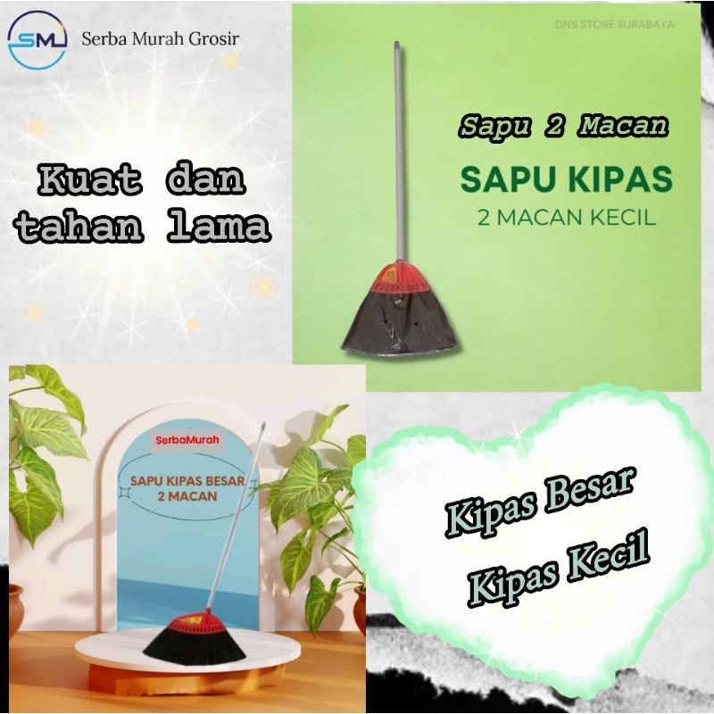 Sapu lantai/sapu ijuk/sapu senar/alat kebersihan/sapu 2 Macan Kipas Besar dan kecil