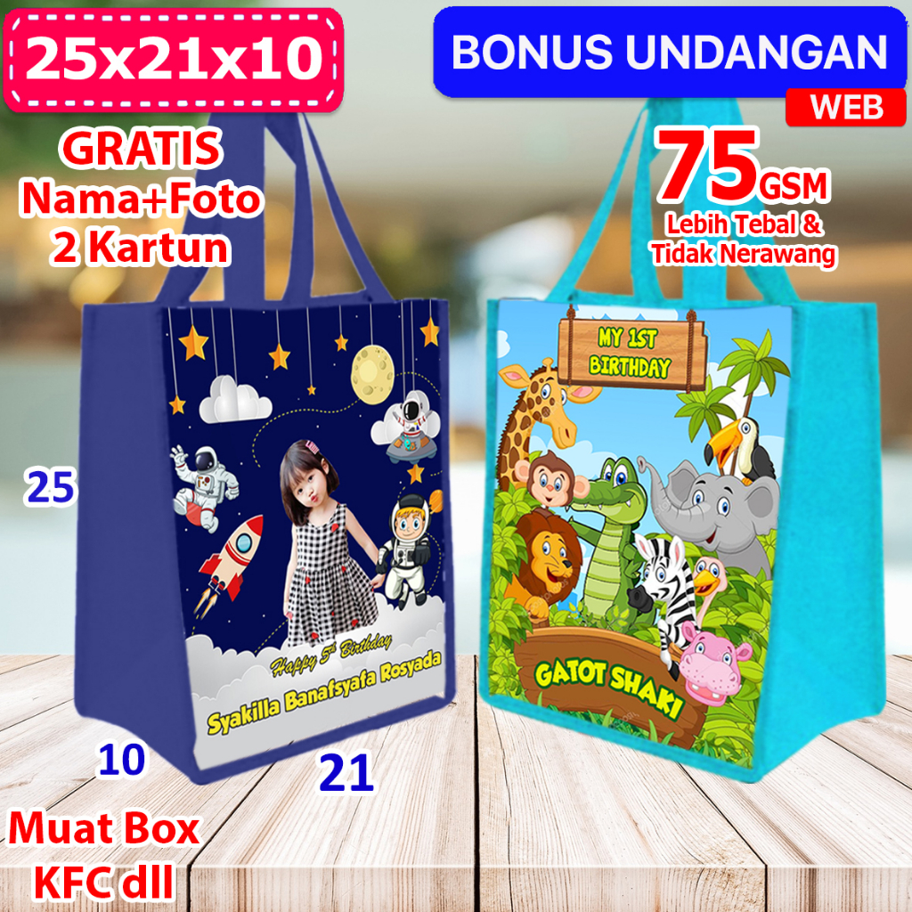 

Tas Bingkisan Acara Ultah Anak Gambar Astronot 25x21x10