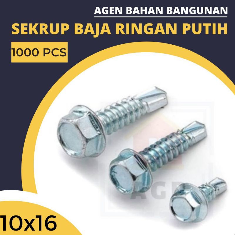 Sekrup Baja Ringan 10 x 16 / Baut Baja Ringan 10 x 16 (I Dus = 1000 Pcs)