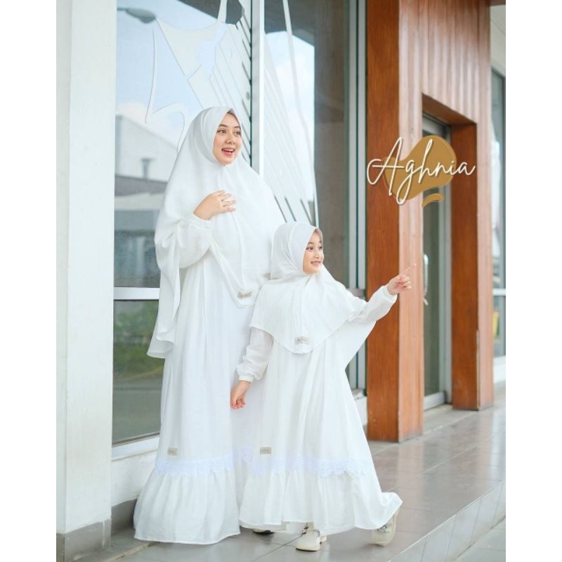 Termurah Aghnia White Series Arrin Gamis Anak Balita Remaja Cewek Couple Putih Hitam