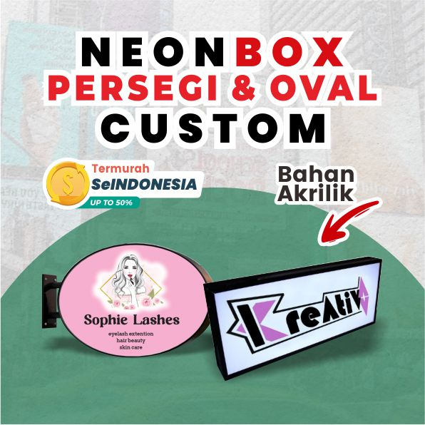 NEON BOX CUSTOM OVAL PERSEGI PANJANG 1 SISI / 2 SISI [TINGGAL PASANG]