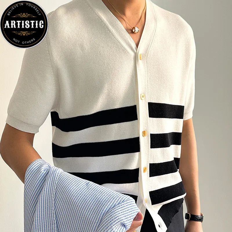 Cardigan Pria /Cardigan Rajut Pria korea Lengan Pendek Slimfit Cotton Rajut Kekinian Tebal Kualitas 