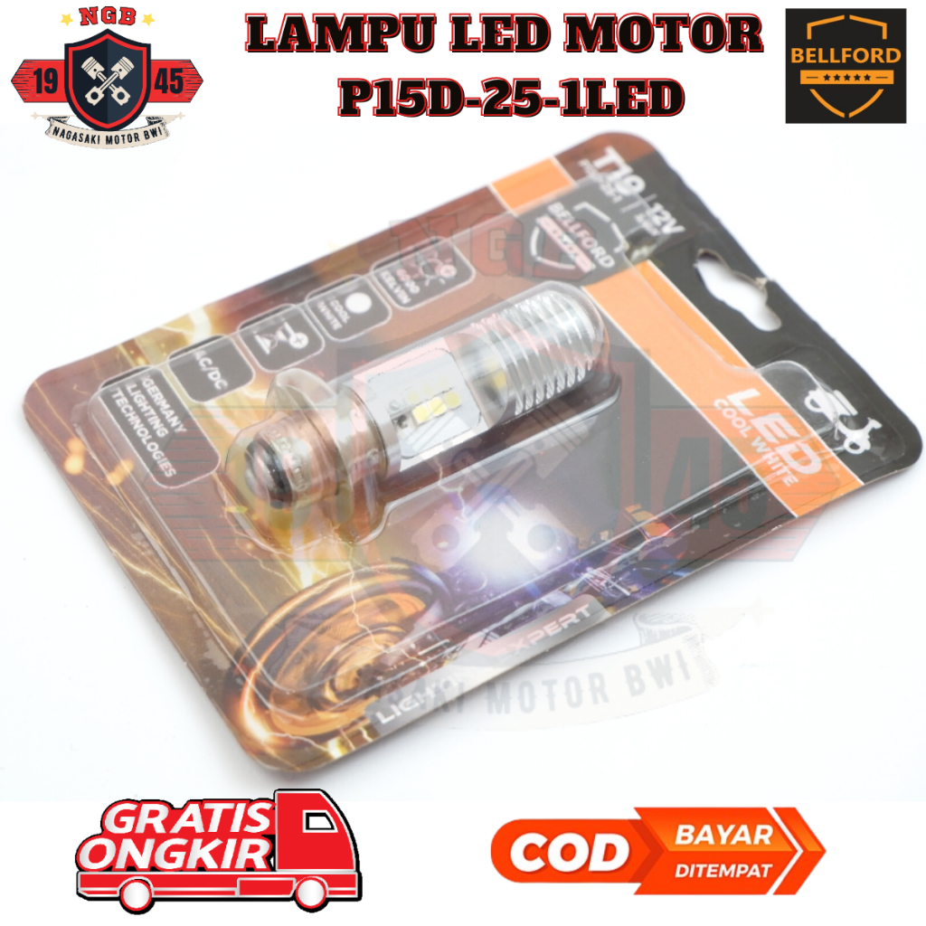 lampu led motor depan - lampu led motor super terang - lampu led motor beat - Putih Bohlam  P15D-25-1LED