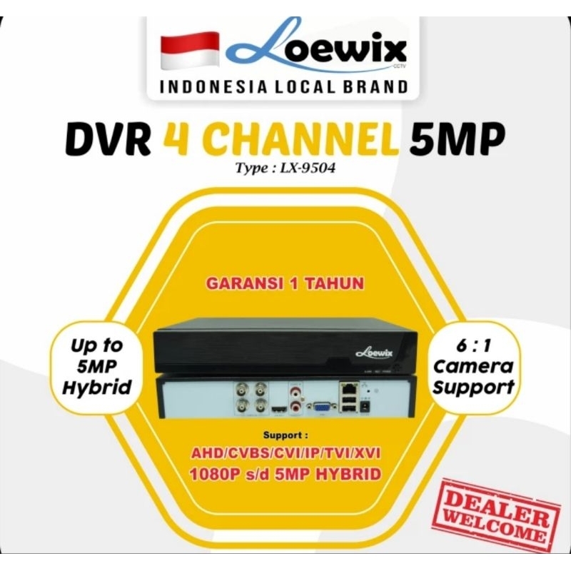 LOEWIX5 MP DVR 4 CHANNEL LX-9504 4CHXMEYE FULL CHANNEL 5MP 6:1