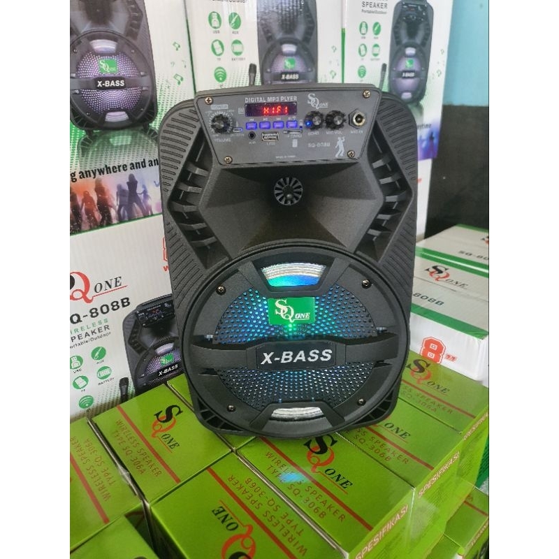 Speaker Bluetooth Portable SQONE SQ ONE SQ-808B SQ808B Super Bass Free Mic 5 Mode ORIGINAL BISA KARA