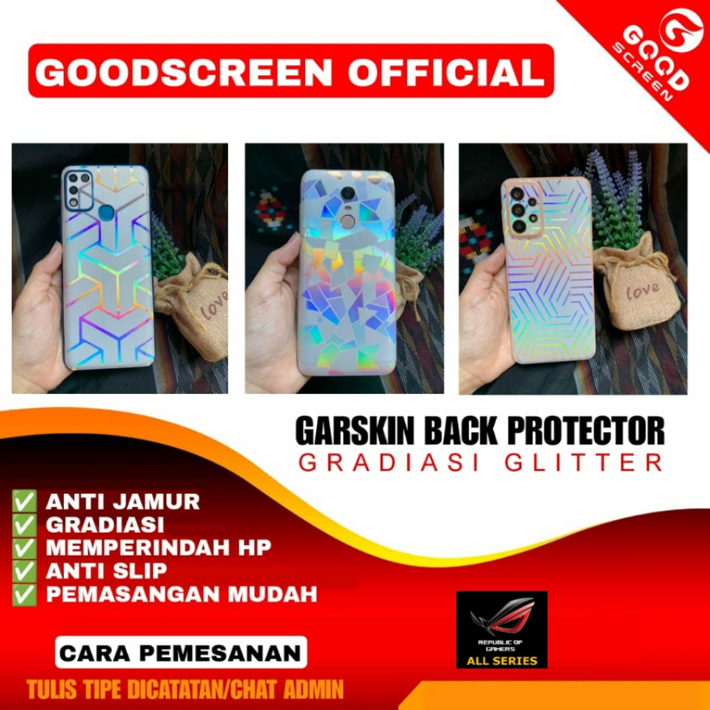 Garskin Back Protector Gradiasi Glitter| Anti Gores Hydrogel Belakang| Anti Jamur ROG ALL SERIES ROG