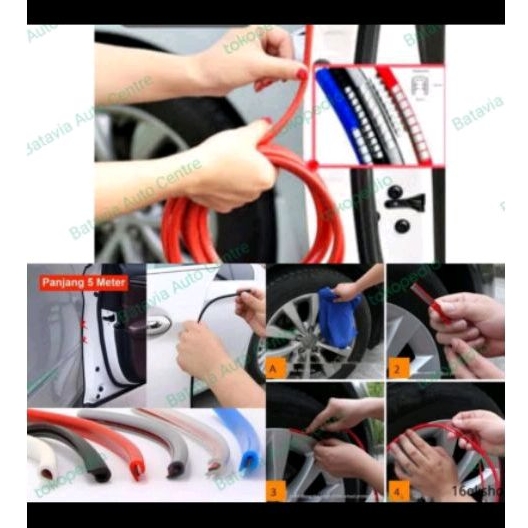 Karet List Warna Merah Body Kit Spakbor Fender Mobil Berkualitas