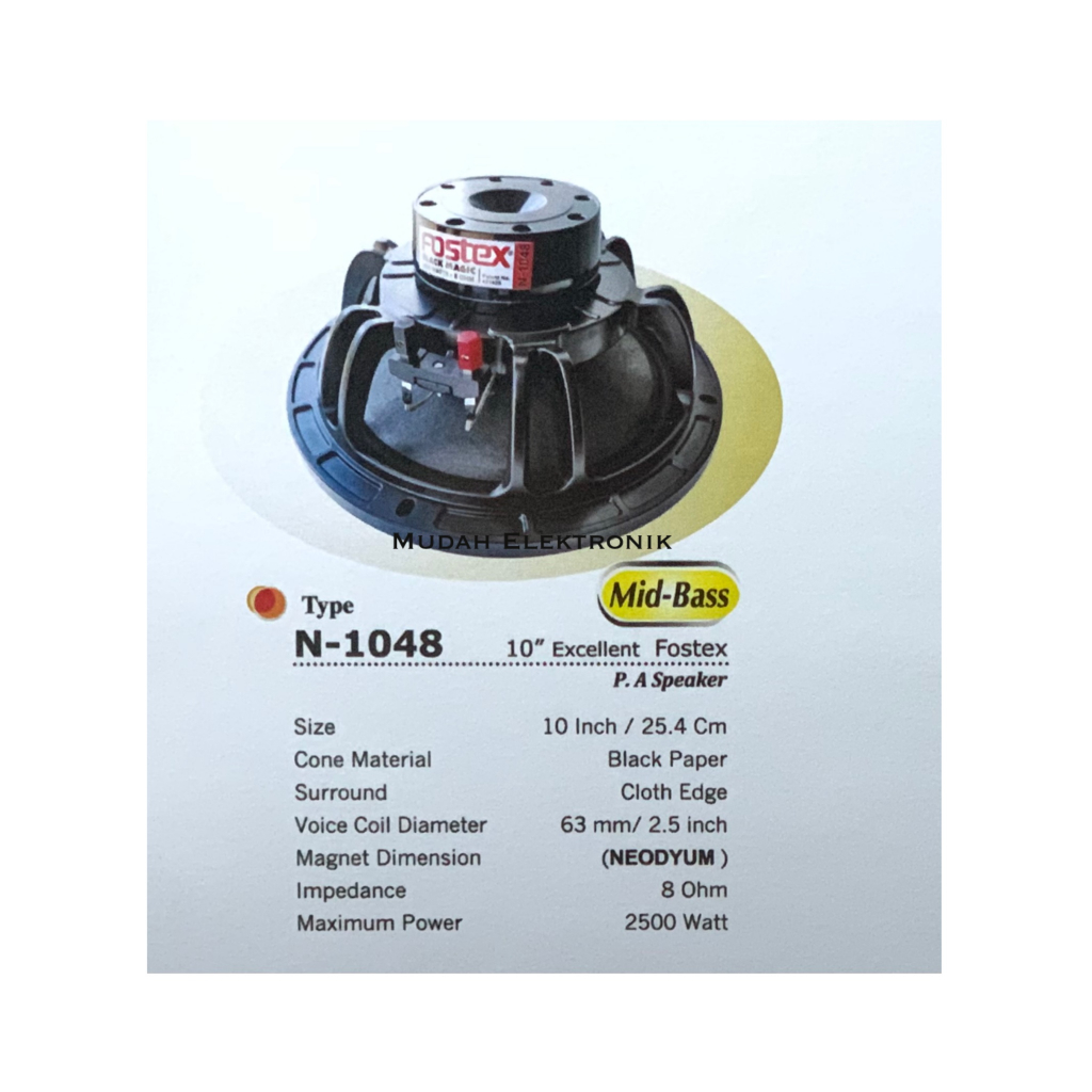 Speaker Excellent Fostex 10in N-1048 Mid-Bass