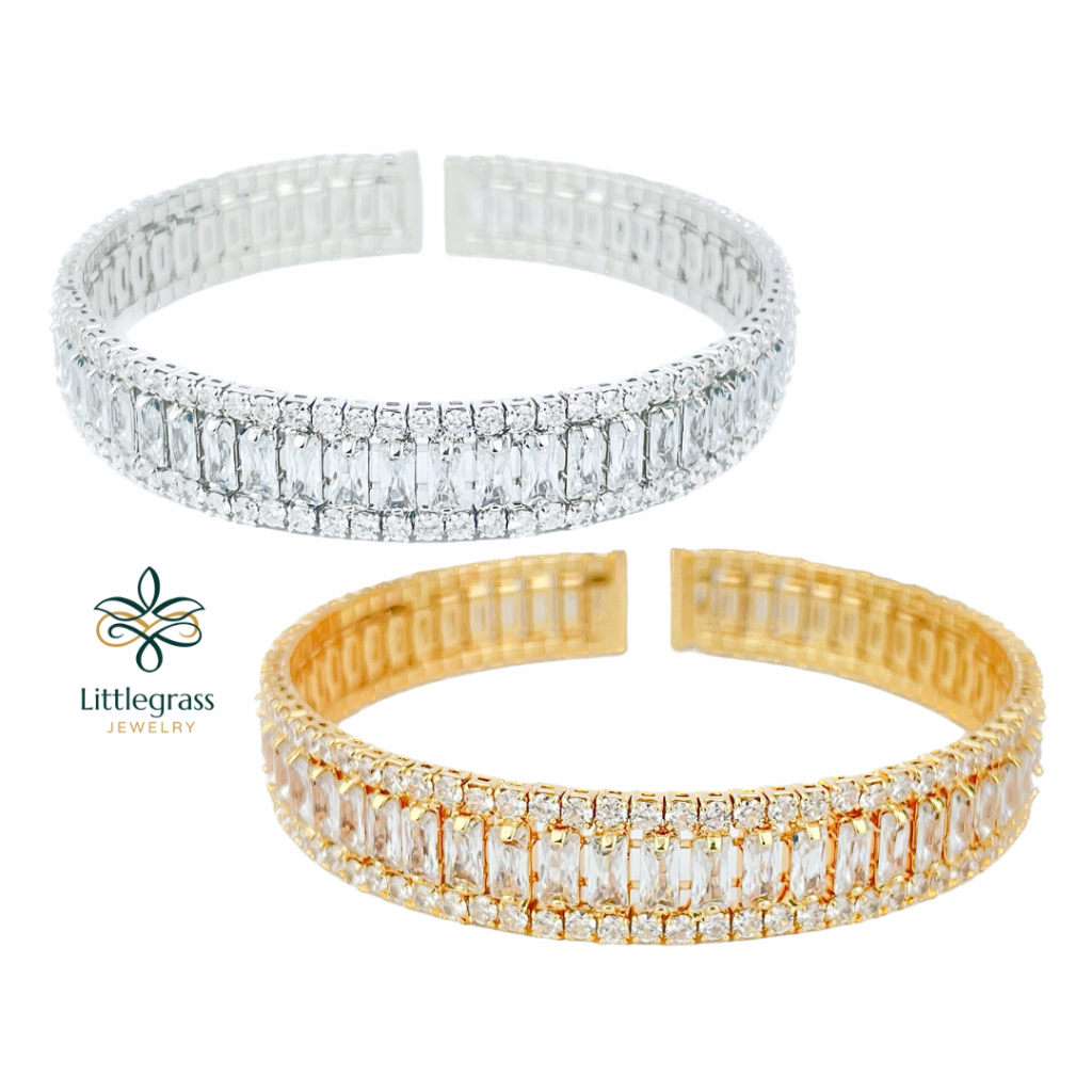 Gelang Tangan Bangle Wanita Emerald Cut Diamond