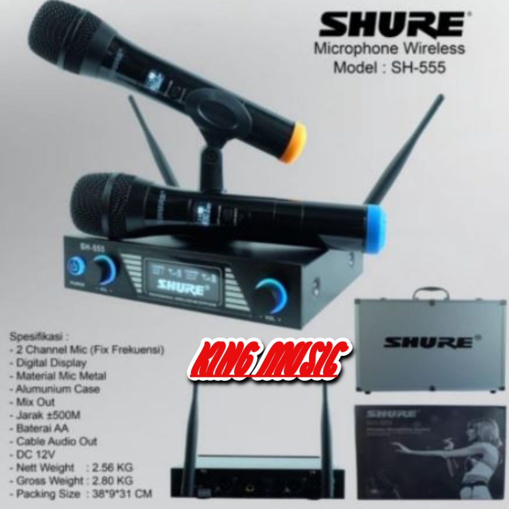 Mikrofon Wireless Shure SH-555 Mic Tanpa Kabel Mikrofon professional