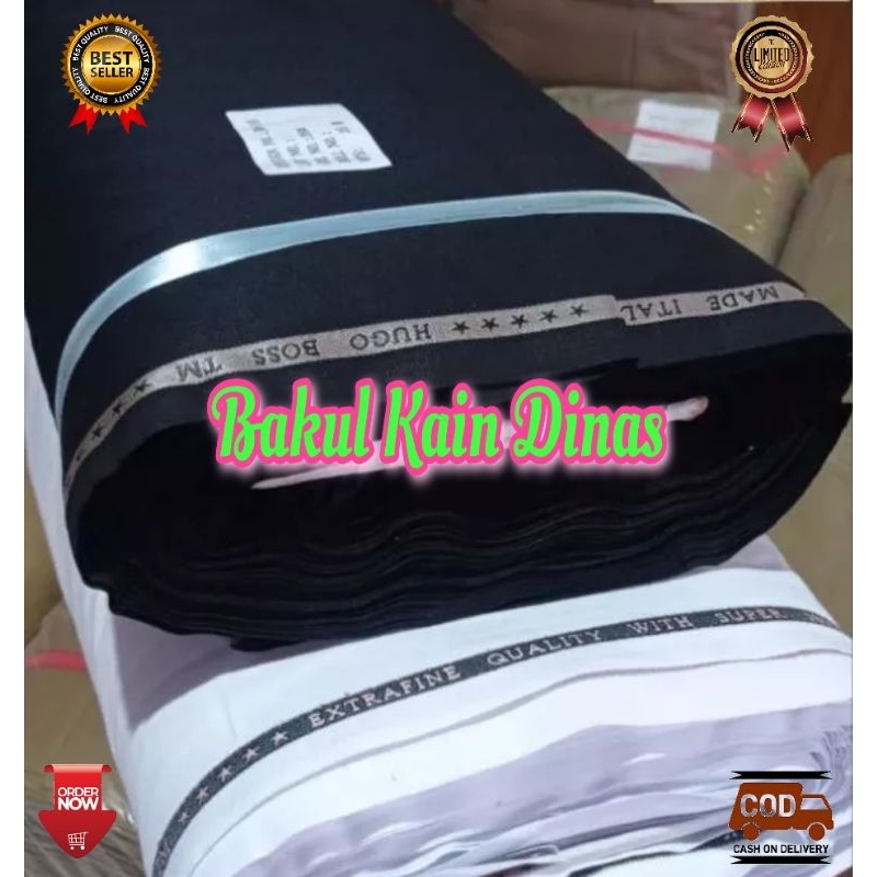 Kain Wool Super Premium Hitam Putih/Kain Wool Murah/Kain Seragam Guru,PNS,ASN,PDH,Perawat